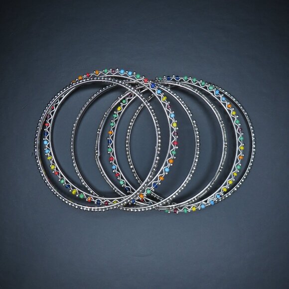 Multicolored Beaded Bangles - Picture 1 of 8